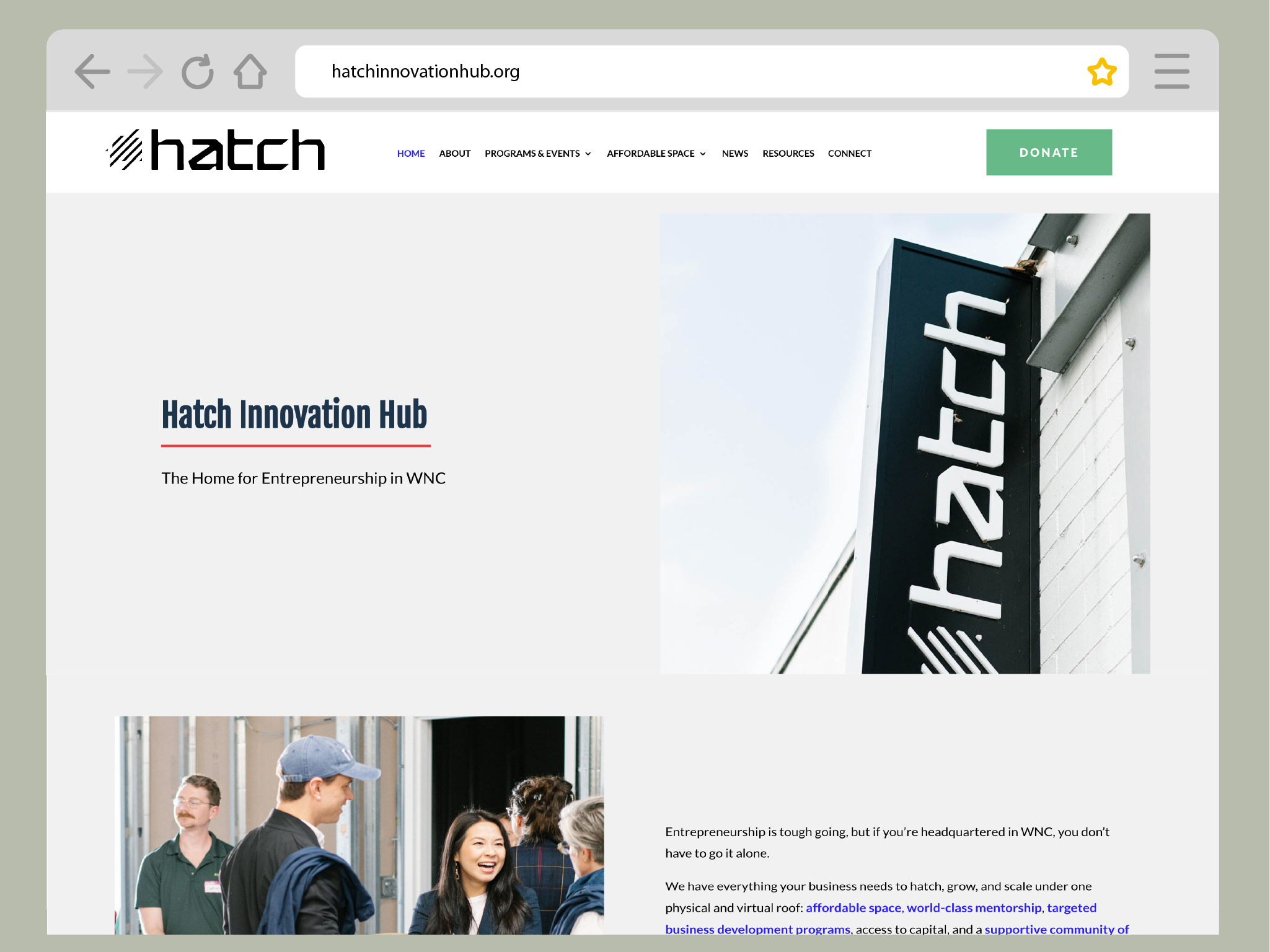 Hatch innovation hub Asheville web design