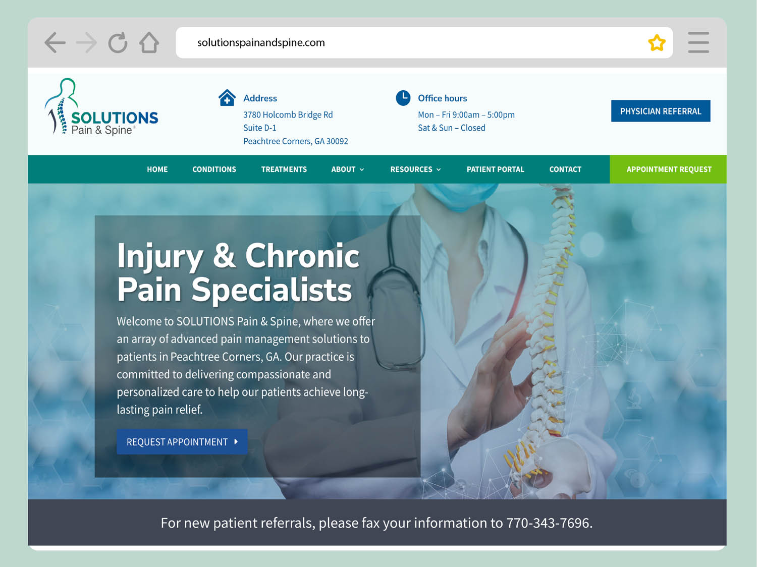 Web Design & SEO for SOLUTIONS Pain Clinic